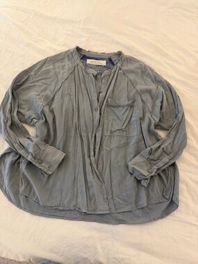 We The Free Washed Blue Button-Up Top